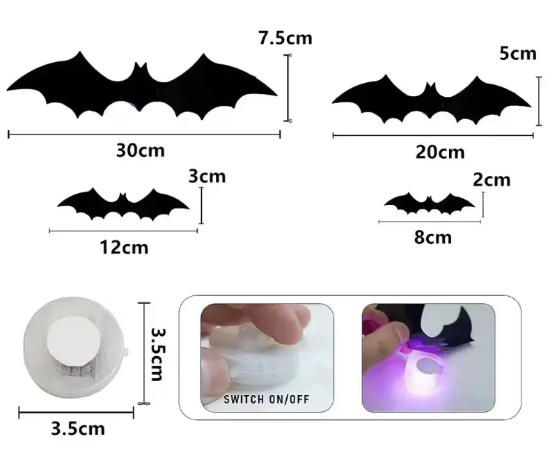 Décoration d'Halloween Led Chauve-Souris Boutique PopArt