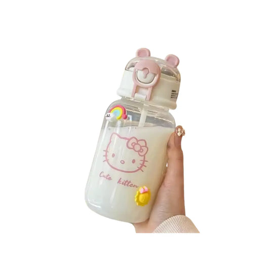 Gourde Kawaii Sanrio - Bouteille Transparente avec Paille Boutique PopArt