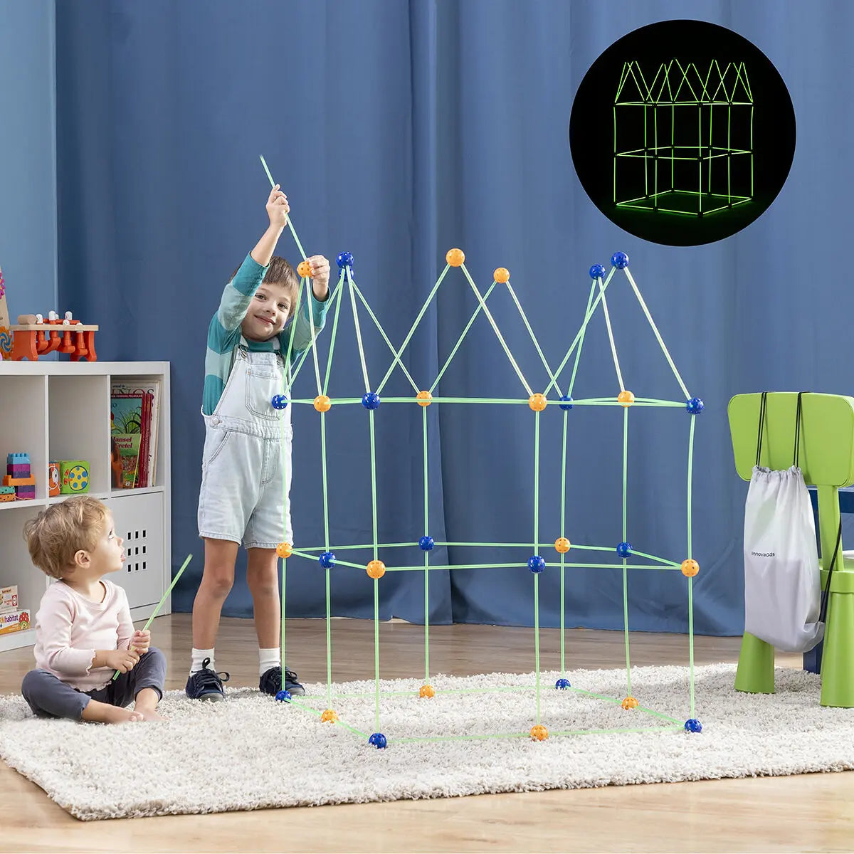 Kit de Construction de Fort pour Enfants Archikitt InnovaGoods 85 Pièces Boutique PopArt