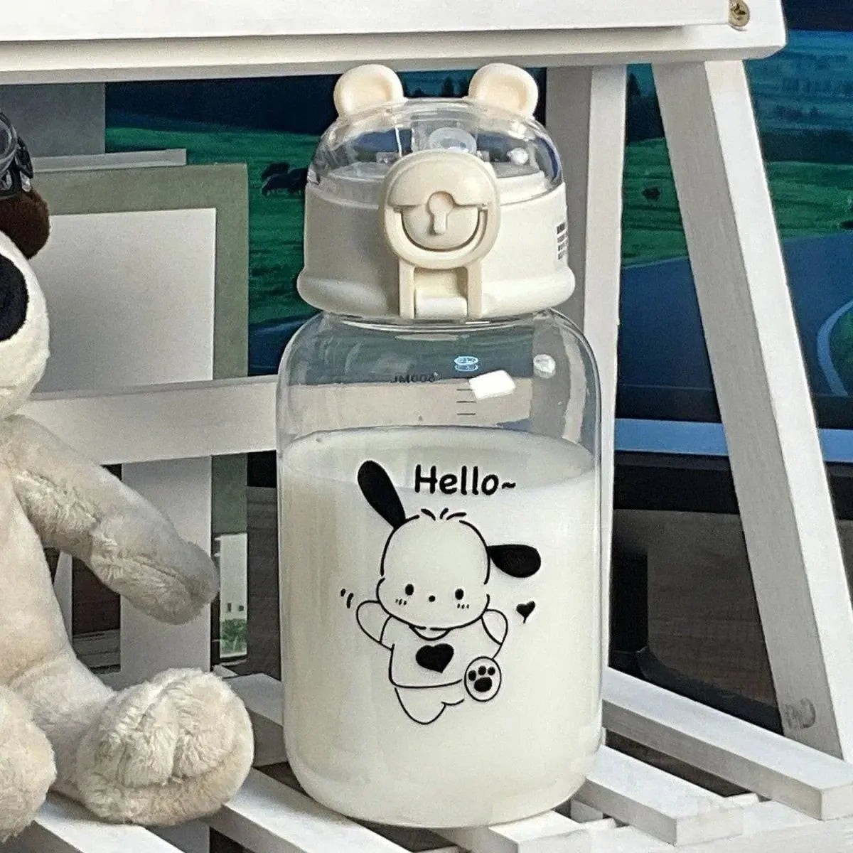 Gourde Kawaii Sanrio - Bouteille Transparente avec Paille Boutique PopArt